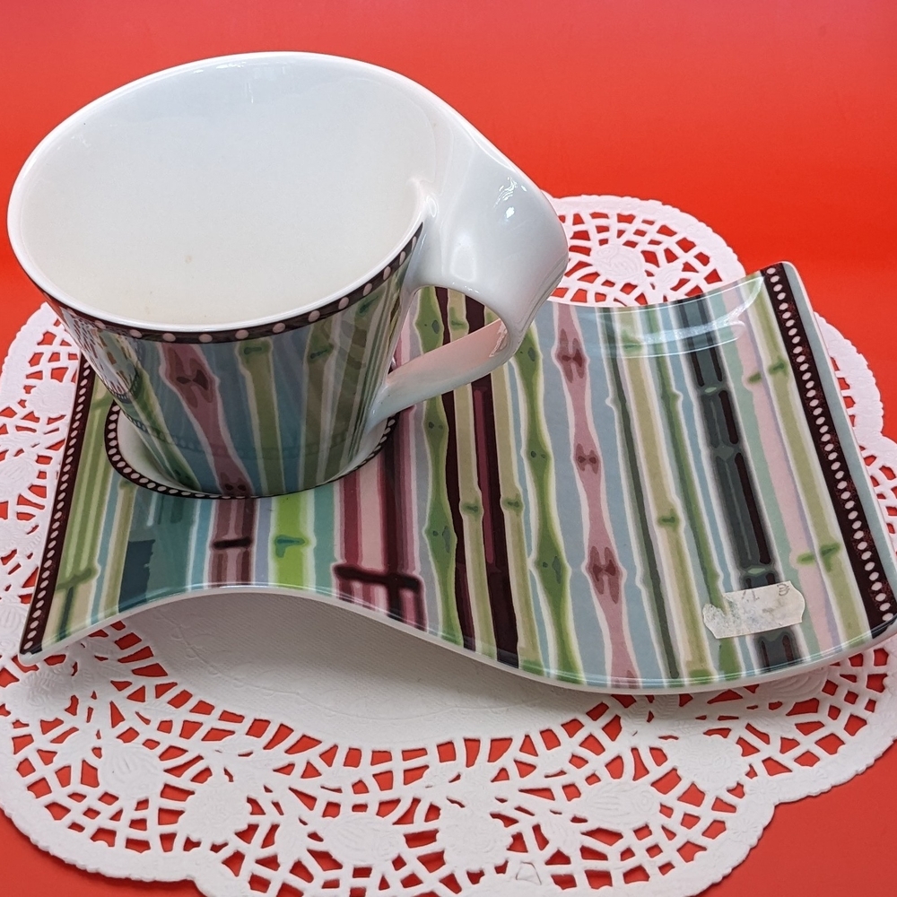 Striped Cup and Saucer Set